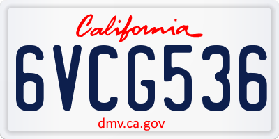 CA license plate 6VCG536