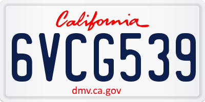 CA license plate 6VCG539