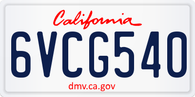 CA license plate 6VCG540