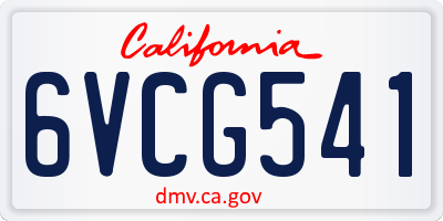 CA license plate 6VCG541