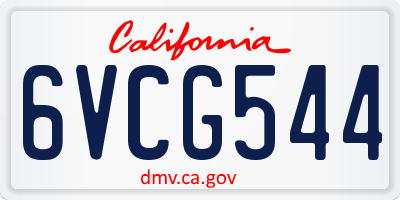 CA license plate 6VCG544
