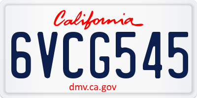 CA license plate 6VCG545
