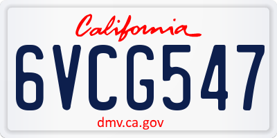 CA license plate 6VCG547