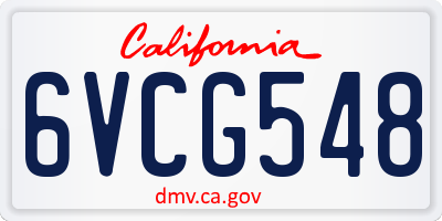 CA license plate 6VCG548