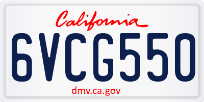 CA license plate 6VCG550