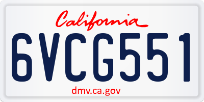 CA license plate 6VCG551
