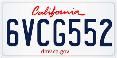 CA license plate 6VCG552