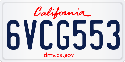 CA license plate 6VCG553