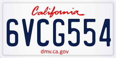 CA license plate 6VCG554