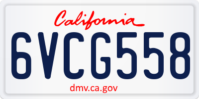 CA license plate 6VCG558