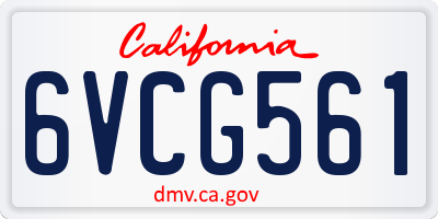CA license plate 6VCG561