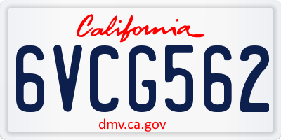 CA license plate 6VCG562