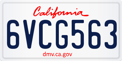 CA license plate 6VCG563