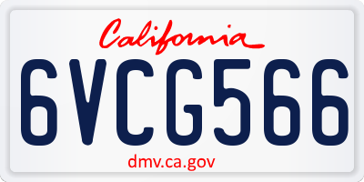 CA license plate 6VCG566