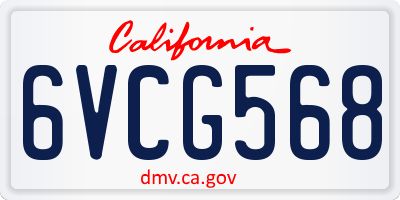 CA license plate 6VCG568