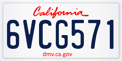 CA license plate 6VCG571