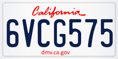 CA license plate 6VCG575