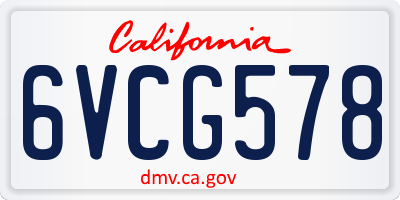 CA license plate 6VCG578