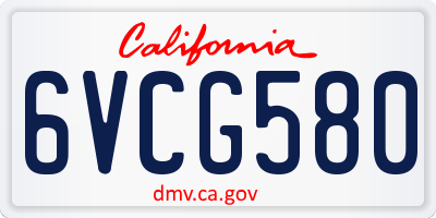 CA license plate 6VCG580