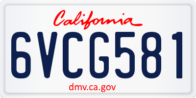 CA license plate 6VCG581
