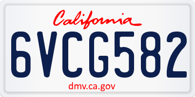 CA license plate 6VCG582