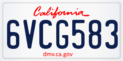 CA license plate 6VCG583