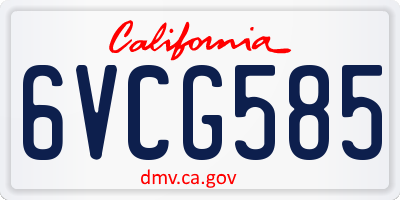 CA license plate 6VCG585
