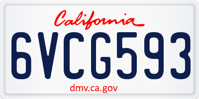 CA license plate 6VCG593