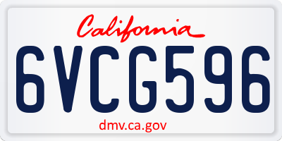 CA license plate 6VCG596