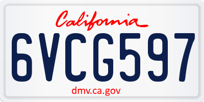 CA license plate 6VCG597