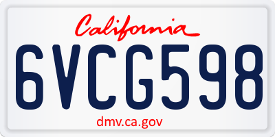 CA license plate 6VCG598
