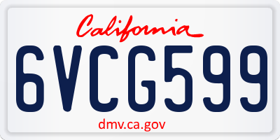 CA license plate 6VCG599