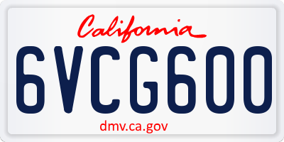 CA license plate 6VCG600