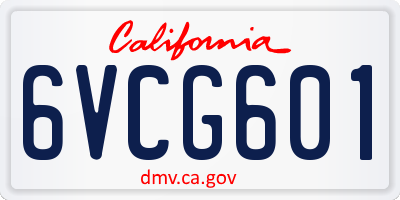 CA license plate 6VCG601