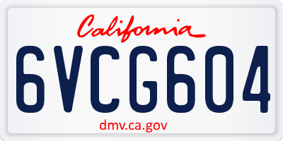 CA license plate 6VCG604