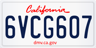 CA license plate 6VCG607