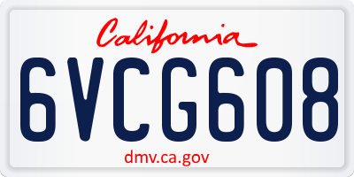 CA license plate 6VCG608