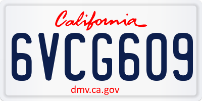 CA license plate 6VCG609