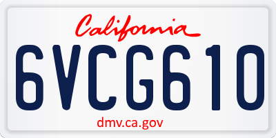 CA license plate 6VCG610