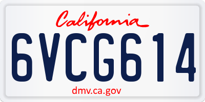 CA license plate 6VCG614