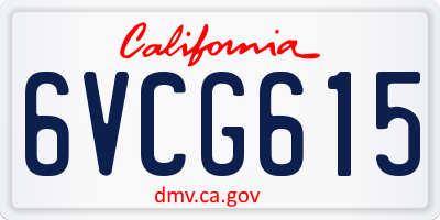 CA license plate 6VCG615