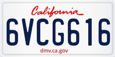 CA license plate 6VCG616