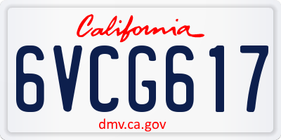 CA license plate 6VCG617