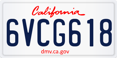 CA license plate 6VCG618