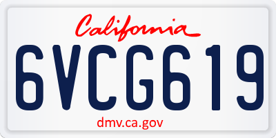 CA license plate 6VCG619