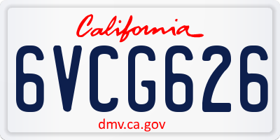 CA license plate 6VCG626