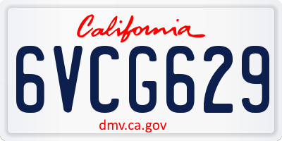 CA license plate 6VCG629