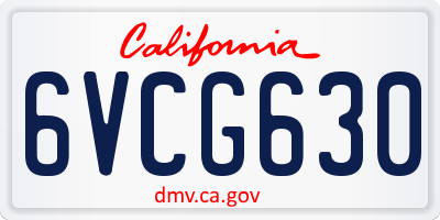 CA license plate 6VCG630