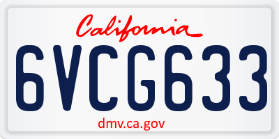 CA license plate 6VCG633