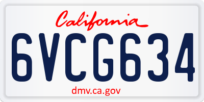 CA license plate 6VCG634
